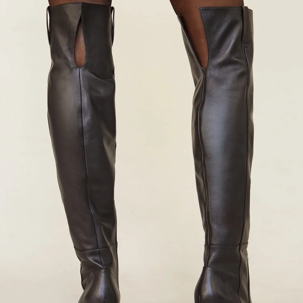 Black Over-the-Knee Leather Boots Silent D by Anthropologie- Like New🖤 - Picture 4 of 5